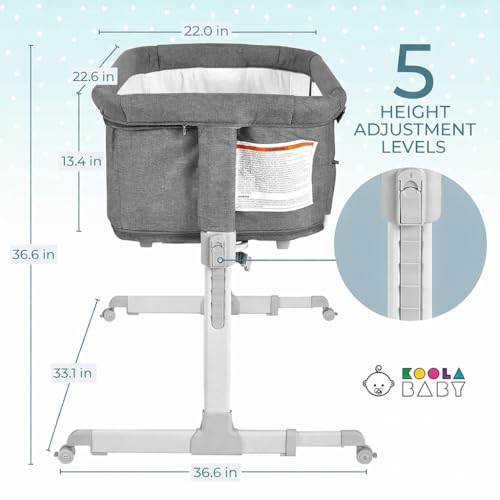 KoolerThings 3 in 1 Baby Bassinet, Bedside Sleeper, & Playpen, Easy Folding Portable Crib (Grey)- KoolaBaby (Bassinet)