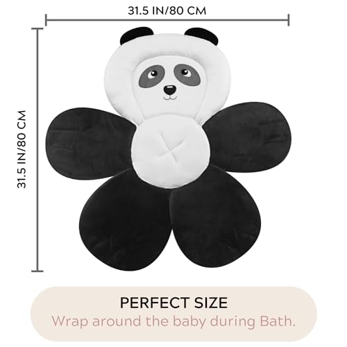 PandaEar Baby Bath Pad for Infant Newborn | Bath Seat Soft Panda Cushion Mat for Sink Bathtub Essentials Shower Gift (Black)