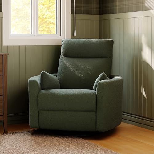 Davinci Atlas 360° Swivel Recliner Glider Chair - Cozy Olive Bouclé
