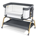 Jimglo 3 in 1 Baby Bassinet, Bedside Bassinet for Baby, Rocking Bassinet with Comfy Mattress and Wheels, 6 Height Adjustable Easy Folding Portable Bedside Crib for Newborn