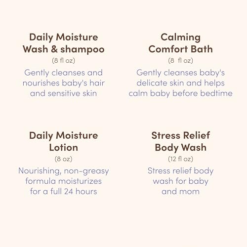 Aveeno Baby Bathtime Solutions Mommy & Me Gift Set, Baby Wash & Shampoo, Calming Bath, Daily Moisturizing Lotion and Stress Relief Body Wash for Mom, Colloidal Oat, Baby Bath Essentials, 4 items