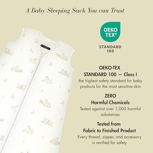Coco Cuddle Baby Sleep Sack 0.5 TOG Summer, Lightweight Rayon Made from Bamboo Wearable Blanket with 2 Way Zipper (Bunny, 0-6 Months)