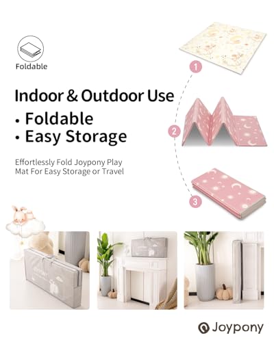 Joypony Baby Play Mat 71x59 Inches, Foldable Play Mats for Babies and Toddlers, Waterproof & Anti-Slip Portable Baby Floor Mat for Tummy Time, Baby Mat for Floor with Travel Bag for Indoor Outdoor