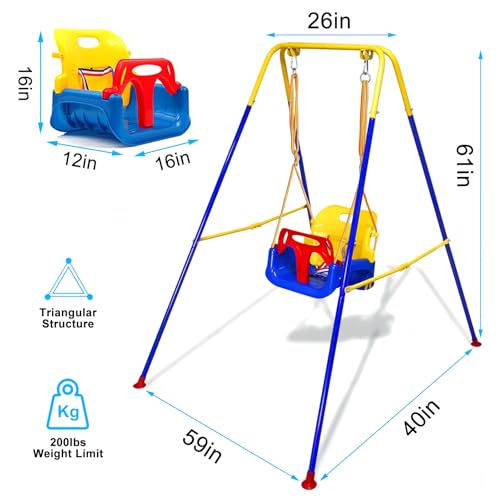 Toddler Swing, 3-in-1 Swing Sets for Backyard, Baby Swing Outdoor/Indoor, Toddler Swing Set Suitable for Children 6 Months and Older