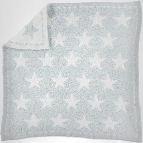 Barefoot Dreams® CozyChic® Dream Receiving Blanket, Aqua Ice-White Stars, 30"x30"