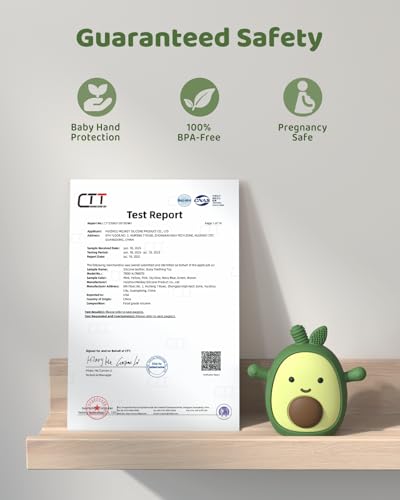ChooKaChoo Baby Teething Toy Silicone Avocado Teething Mitten for Babies Over 3 Months Anti Dropping Wrist Hand Teethers Baby Chew Toys for Sucking Needs, BPA Free (Patent Pending)