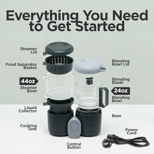Baby Food Maker Steamer and Blender, 4 in 1 Multifunction Baby Food Processor and Steamer with Blender, Defrosting & Reheating, Use as Puree Maker and Grinder Machine for Feeding Set Essentials, 68 oz