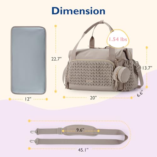mommore Diaper Bag Tote, Large Capacity Travel Diaper bags, Hospital Bag for Labor Delivery, Baby Bag with Pacifier Case, Changing Pad