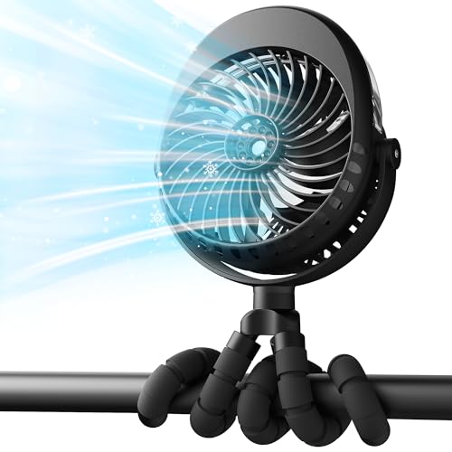 Baby Stroller Fan, Misting Fan Portable, Baby Boy Newborn Essentials Must Haves, Mist Cooling Spray Fans for Car Seat 4000mah Rechargeable, Camping Travel Beach Disney World Essentials Registry Gift