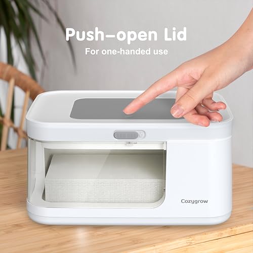 Cozygrow Baby Wipe Warmer with LED Light & Transparent Viewing Window, Adjustable 95℉-131℉, 1.5 Meter Plug Cord