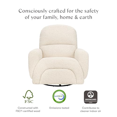 Babyletto Rainbow Recliner and Swivel Glider in Almond Teddy Loop, Greenguard Gold Certified and CertiPUR-US® Certified