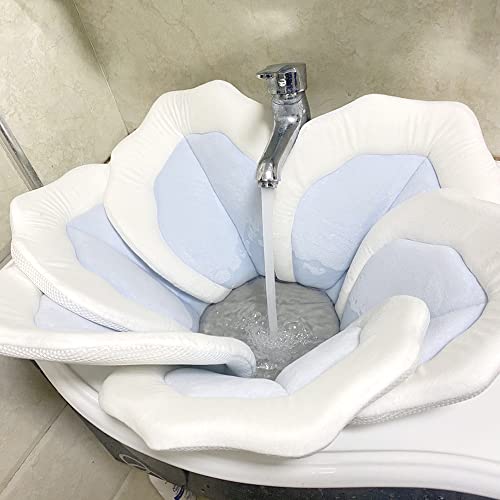 TOFOAN Baby Bath Pad for Infant Bathtub Sink Flower Mat Tub Little Lotus - Petal Soft Supports Lounger Newborn Bathing Insert Seat Baby Essentials - Baby Gifts - 31" (Blue)