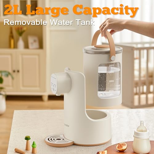 Veroline Instant Water Warmer, 2L Baby Formula Dispenser, 5 Temperature Control & 7x24H Keep Warm, Baby Bottle Warmer with Night Light, Hot Water Dispenser for All Bottles, Detachable Glass Tank
