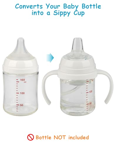 Sippy Cup Soft Spout Conversion Kit for Pigeon Baby Bottle, Toddler Transition Kit with Silicone Sippy Spout Nipple, Weighted Straw, Bottle Handle, Cleaning Brush, 2 Pack, 6m+