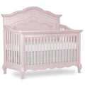 Evolur Aurora 5-in-1 Convertible Full-Size Baby Crib in Dusty Rose, 3 Mattress Heights, Ribbon Bow Scrollwork & Queen Anne Feet, Converts to Toddler, Day & Full-Size Bed
