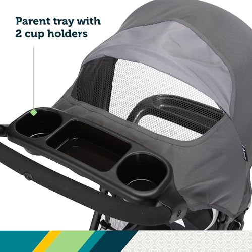 Safety 1st Smooth Ride Travel System Stroller and OnBoard FLX Infant Car Seat, Newborn to Toddler Baby Combo, Easy-Install, Large Canopy, Ample Storage, Foldable, Rear-Facing 4-30 lbs, Monument