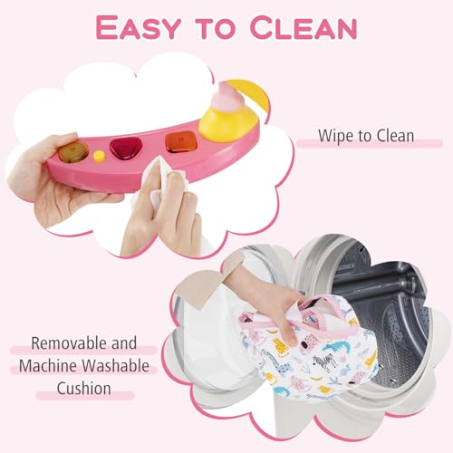 INFANS Baby Activity Center, 3 in 1 Play Center Jumpers and Bouncers with Music, Lights, Interactive Toys, 360°Rotating Seat, 3 Adjustable Heights, Exersaucer Learning Toys for Baby 6-12 Months (Pink)