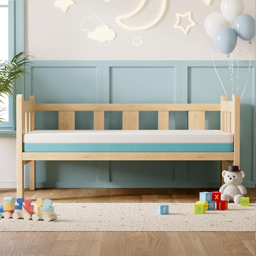 TeQsli Crib Mattress, Memory Foam Toddler Mattress with Breathable Washable Cover, Standard Size Baby Mattresses for Crib: 52 x 27.6 x 4.5 Inch