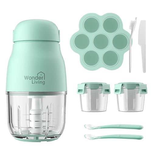 Wonder Living Baby Food Maker with Glass Cups & Freezer Tray, Compact Baby Processor for Smoothies, Hands-Free One-Touch, 230W Motor