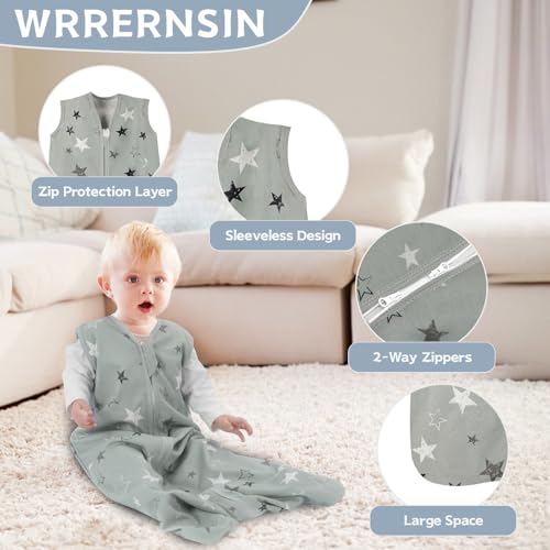 Wrrernsin Baby Sleep Sack 0-6 Months,100% Cotton TOG 0.5 Wearable Blanket for Newborn and Infant, 3 Pack 2-Way Zipper Lightweight Sleeping Bags for Toddler