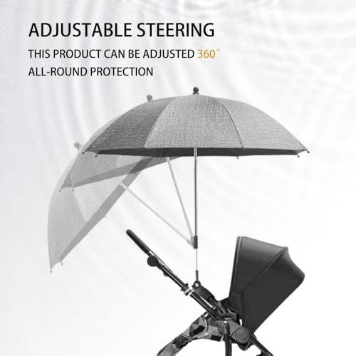 Nakazawa Umbrella Baby Stroller Convenient and Lightweight, Clip-On, Adjustable Steering, The top of the Umbrella can Adjusted to Bend, Universal,Attachment for Sun Protection Cowboy Grey