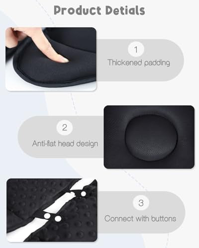 HNHUAMING Infant Car Seat Insert with 2 Headrest for Doona|Graco, Thickened Baby Car Seat Head Support for Newborn, Reveable Baby Car Seat Cushion for Side Impact Protection, Black