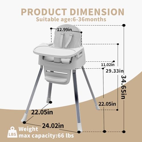 Portable Baby Highchair for Months Infants and Toddlers with 5 Point Harness Convertible Comfortable Seat for Cozy Eating Table Sit Up High Chair and Seats for Sitting Up Back Booster Feeding Chairs