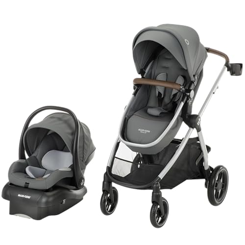 Maxi-Cosi Siena CP Modular Travel System, Car Seat and Stroller Combo, Stone Glow
