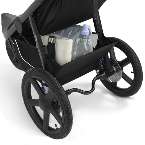 Delta Children - Jeep PowerGlyde Pro Jogging Stroller - 1-Step Back Brake & Hand Deceleration Disc Brakes for Speed Control - 1 Hand Fold, Soft Gray