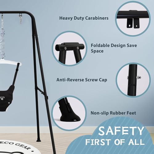 G TALECO GEAR Baby Jumper with Stand,Baby Bouncer,Easy Set-Up,Baby Exerciser for Active Babies,Suitable for Indoor and Outdoor, Water Mat Include (Black)