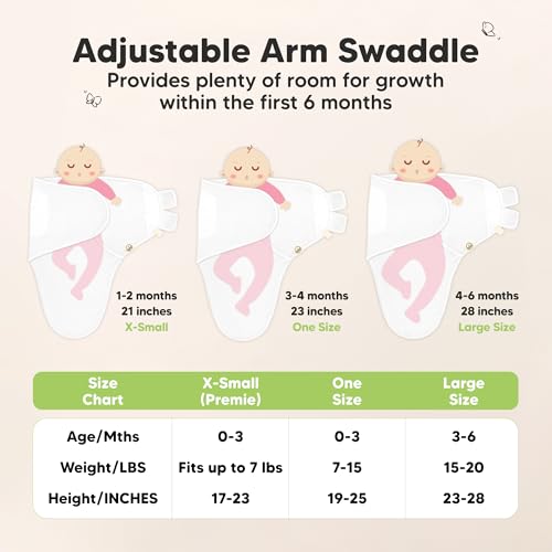 3-Pack Organic Swaddles for Newborns Sleep Sacks – Baby Swaddles 0-3 Months, Newborn Swaddle Wrap, Infant Wearable Blanket, Baby Sleep Sack Girls, Boys, Soft & Snug, Large Hook & Loop Closure (Ripple)