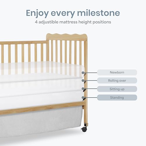 Dream On Me Carson Classic 3-in-1 Convertible Full-Size Baby Crib in Natural, GreenGuard Gold & BSA, 4 Mattress Heights, Converts to Day & Toddler Bed, Locking Wheels, Classic Nursery Design