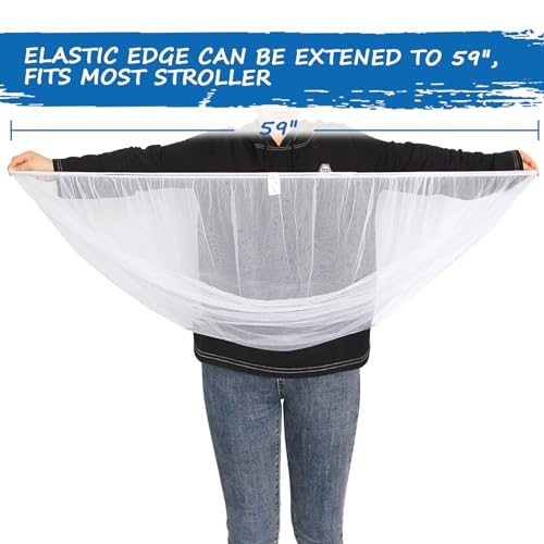 Baby Mosquito Net for Stroller, Reusable Bug Net for Stroller, Playards, Pack N Plays and Portable Mini Crib, Portable & Durable Baby Insect Netting, White