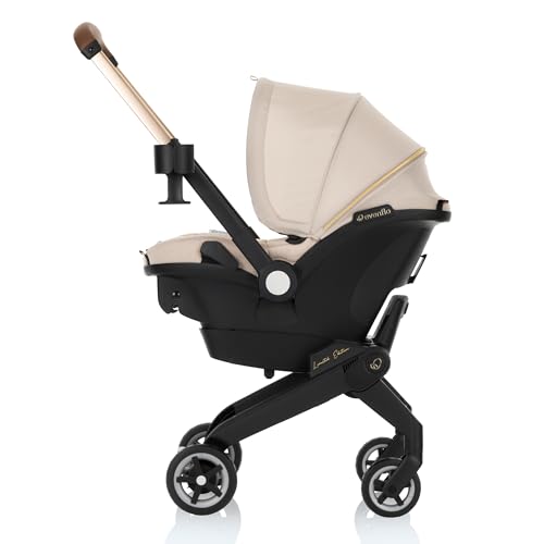 Evenflo Shyft DualRide Infant Car Seat Stroller Combo with Green & Gentle Fabric (Champagne)