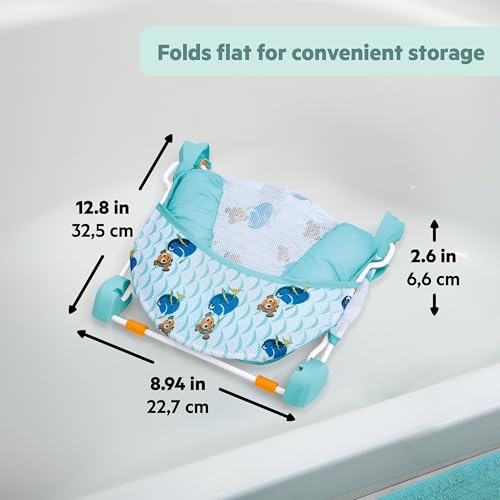 Bright Starts Disney Baby Nemo Foldaway 2-Position Baby Bath Seat, Adjustable Support for Sink or Bathtub, Ages 0-6 Months up to 20 Pounds, Machine-Washable Sling