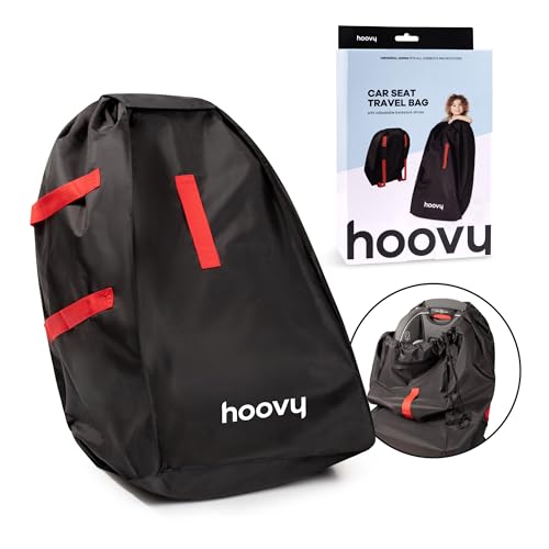 Hoovy Car Seat Travel Bag, Universal Gate Check Backpack with Adjustable Straps, Water-Resistant, Lightweight, Black
