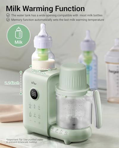 Bear Baby Food Maker with 18.5oz Dual-Layer Steam Baskets, OneStep Baby Food Processor Steamer Puree Blender Grinder Mills, Auto Cooking Grinding&Sterili-zing for Healthy Homemade Baby Food, BPA-Free