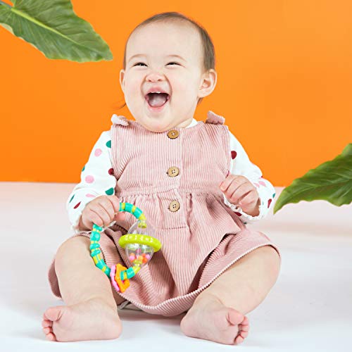 Bright Starts Grab & Spin Baby Rattle & BPA-Free Teether Toy, Ages 3 Months+