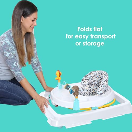 Smart Steps Trend Activity Walker with Removeable Toy Bar, Multi-Directional Front Wheels, Tray, Adjustable Height and Flat Fold Frame for Storage, Ages 6 Months +, Zoo-ometry White