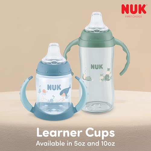 NUK Learner Cup 6+ Months Timeless Collection Amazon Exclusive 10 Oz – BPA Free Spill Proof Sippy Cup 2 Count (Pack of 1)