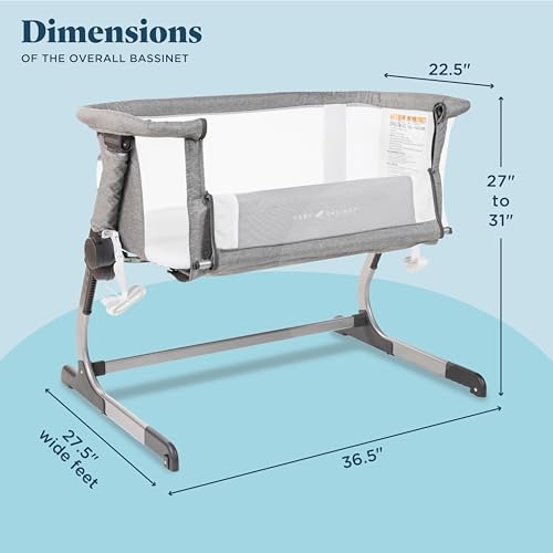 Baby Delight Beside Me Dreamer Bassinet | Bedside Sleeper | 6-Position Height Adjustment | Charcoal Tweed