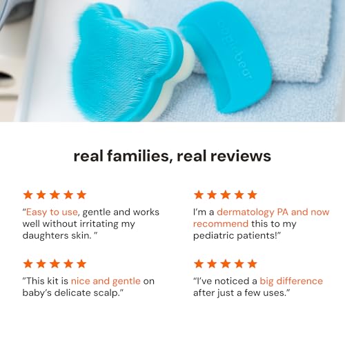 oogiebear Cradle Cap Brush Kit for Babies – Gentle and Safe Scalp Massage Care with Sponge, Brush, and Comb for Newborns and Babies