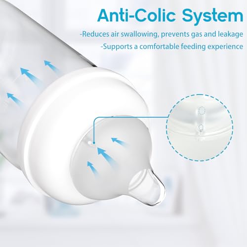 Silicone Bottle Nipples Compatible with Pigeon Bottles, Replacement Soft Nipple for Baby 1+ Months, Anti-Colic, BPA-Free, Slow Flow, Size S, 4-Pack