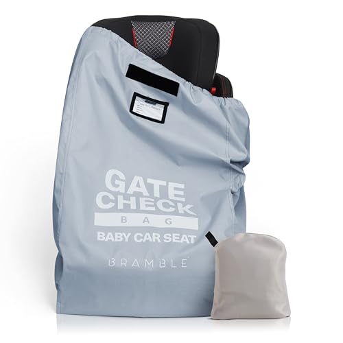Bramble Infant Car Seat Travel Bag for Airplane - Waterproof Car Seat Cover for Airplane Travel 34" - Booster Seat Travel Bag Carseat Carrier for Airport - Grey