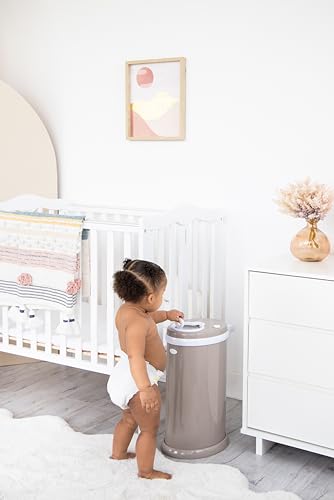 Ubbi Stainless Steel Diaper Pail, No Special Bags, Odor-Locking, Taupe