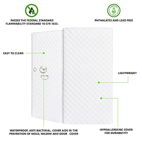 Dream On Me Luna Haven 2" Cradle Mattress – Lightweight Firm Polyester Fiber Core, Waterproof & Easy-Clean, Stain & Odor Resistant, Greenguard Gold and BSA Certified (36" L x 18" W x 2" H)