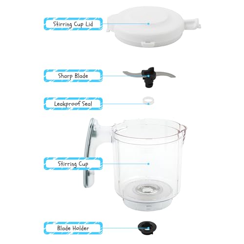 Replacement Stirring Cup & Blade with Steaming Basket for EVLA'S Baby Food Maker - White