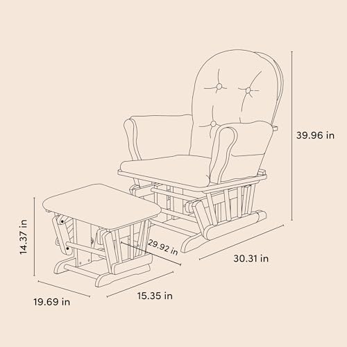 Storkcraft Premium Hoop Glider & Ottoman (White/Pink) — GREENGUARD Gold Certified Nursery Glider, Solid Wood Craftsmanship, Smooth-Gliding Nursery Chair and Ottoman, Award-Winning