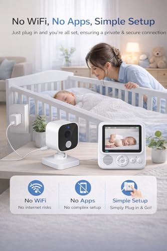 AnKeKe Baby Monitor with Camera and Audio, No WiFi Baby Monitor with 2.8" IPS Screen, 120-Hour Battery, 1000ft Long Range, 2-Way Talk, Cry and Feeding Reminder, Night Vision