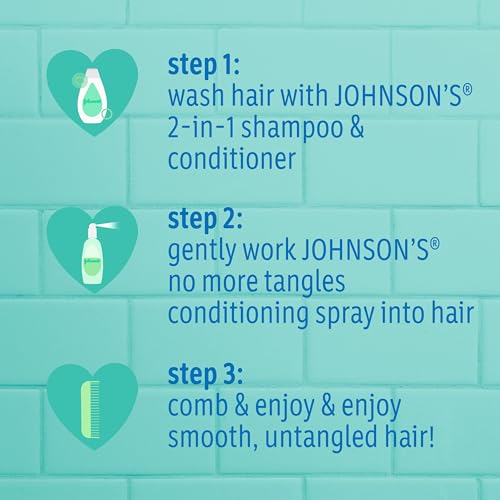 Johnson's No More Tangles Toddler & Kids Detangling Spray to Unlock Knots in Hair, Hypoallergenic & Paraben-Free, No More Tears Tear-Free Formula For Wet or Dry Hair, 10 fl. oz